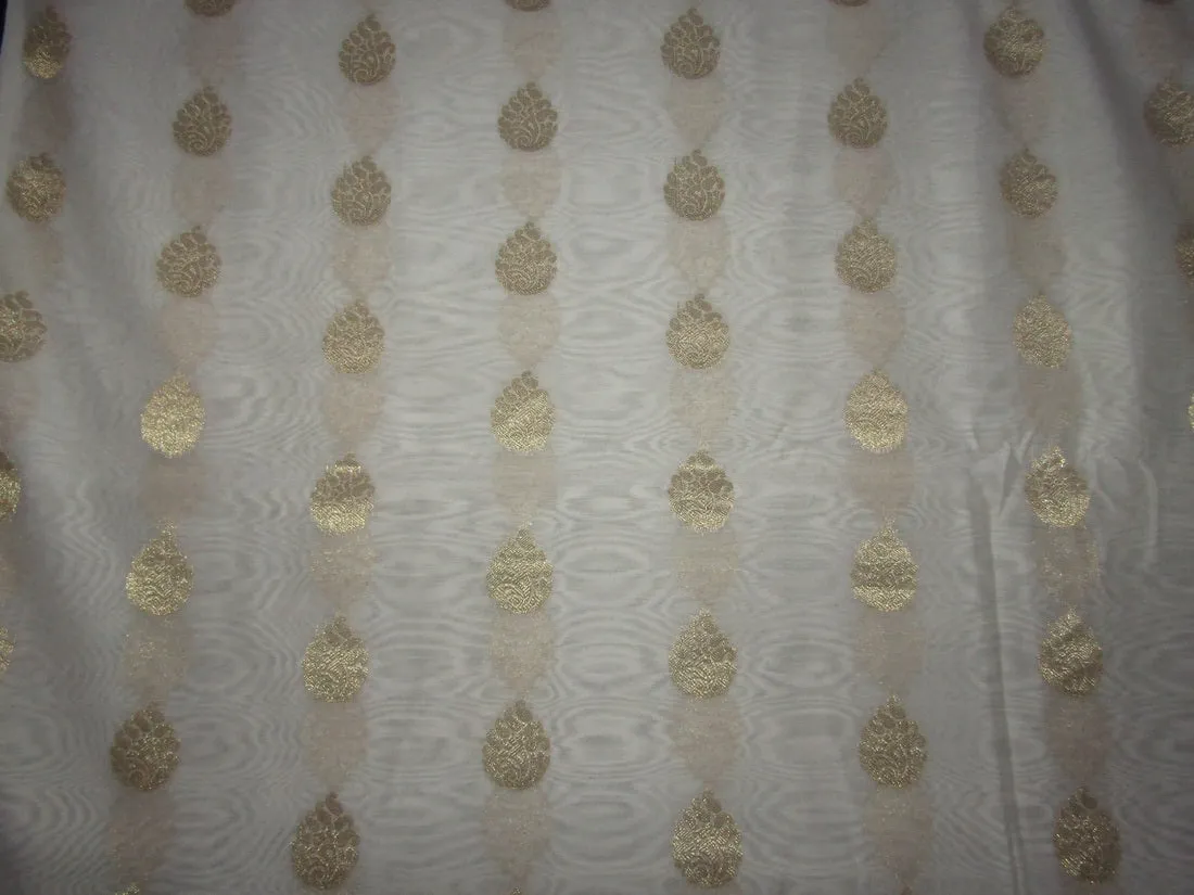 Silk Cotton Chanderi Fabric Natural ivory x metallic gold 44&quot; wide by the yard [10980]