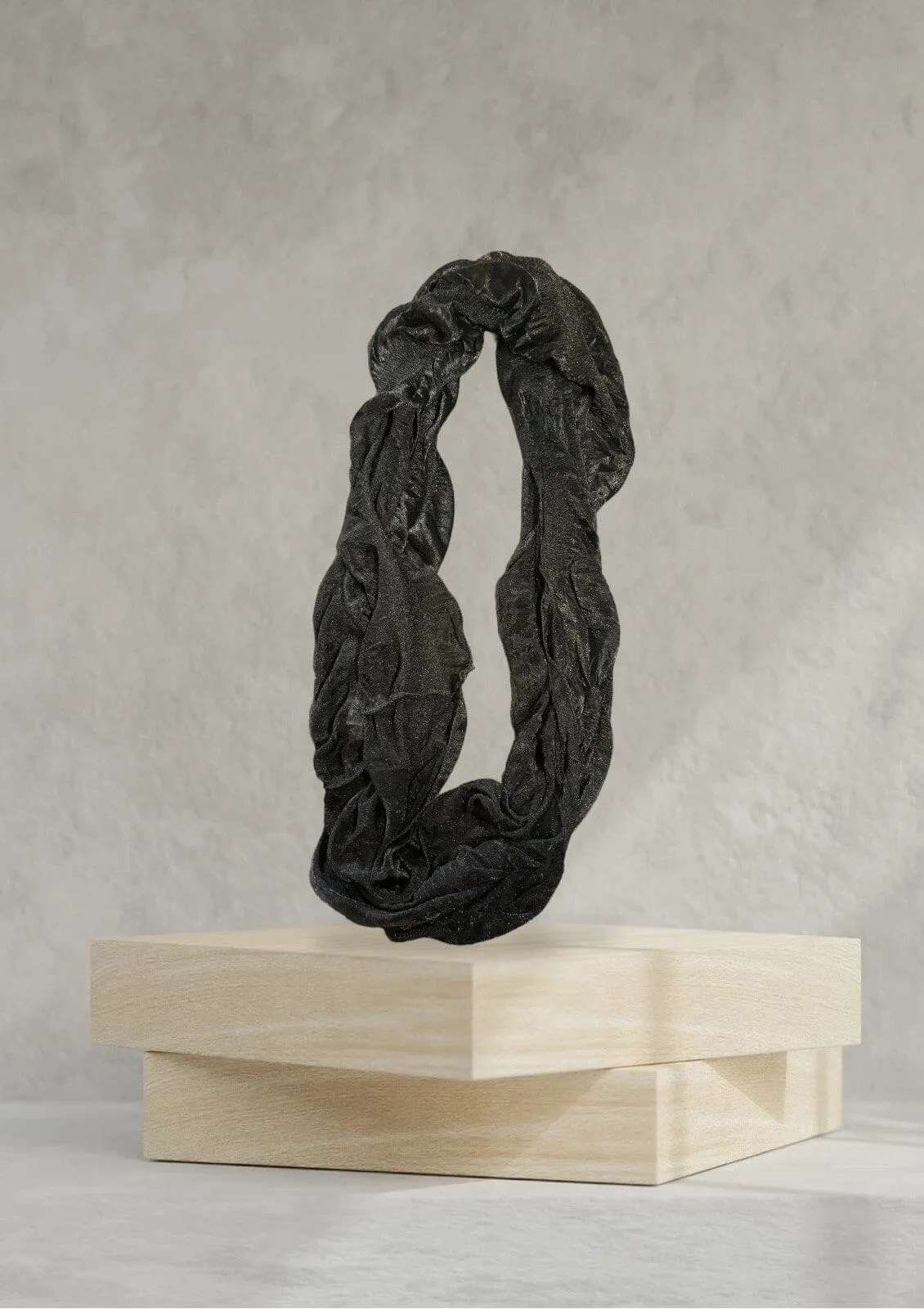 SILKY FEEL SOLID BLACK INFINITY SCARF