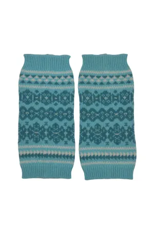 Stockbridge Fair isle Wrist Warmer Fingerless Gloves - Aqua