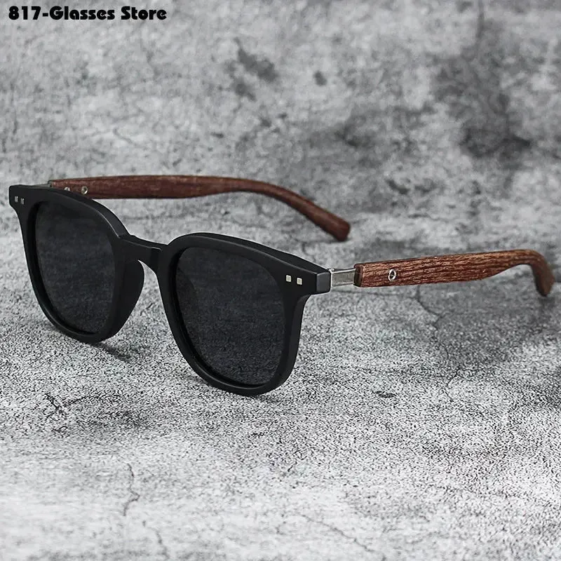 Sunglasses for Men Women's Trendy Retro Wood Grain Polarized UV Protection Eyewear Cycling Outdoor Street Photography