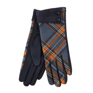 Tartan Moleskin Button Cuff Gloves