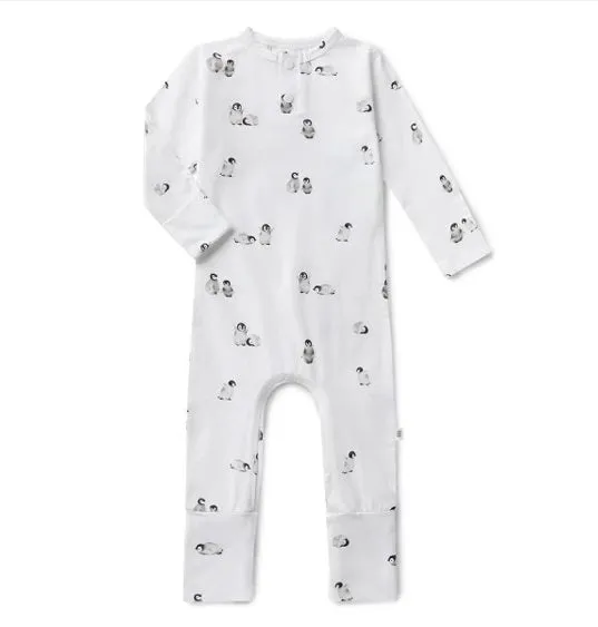 Unisex Penguins Organic-cotton Growsuit