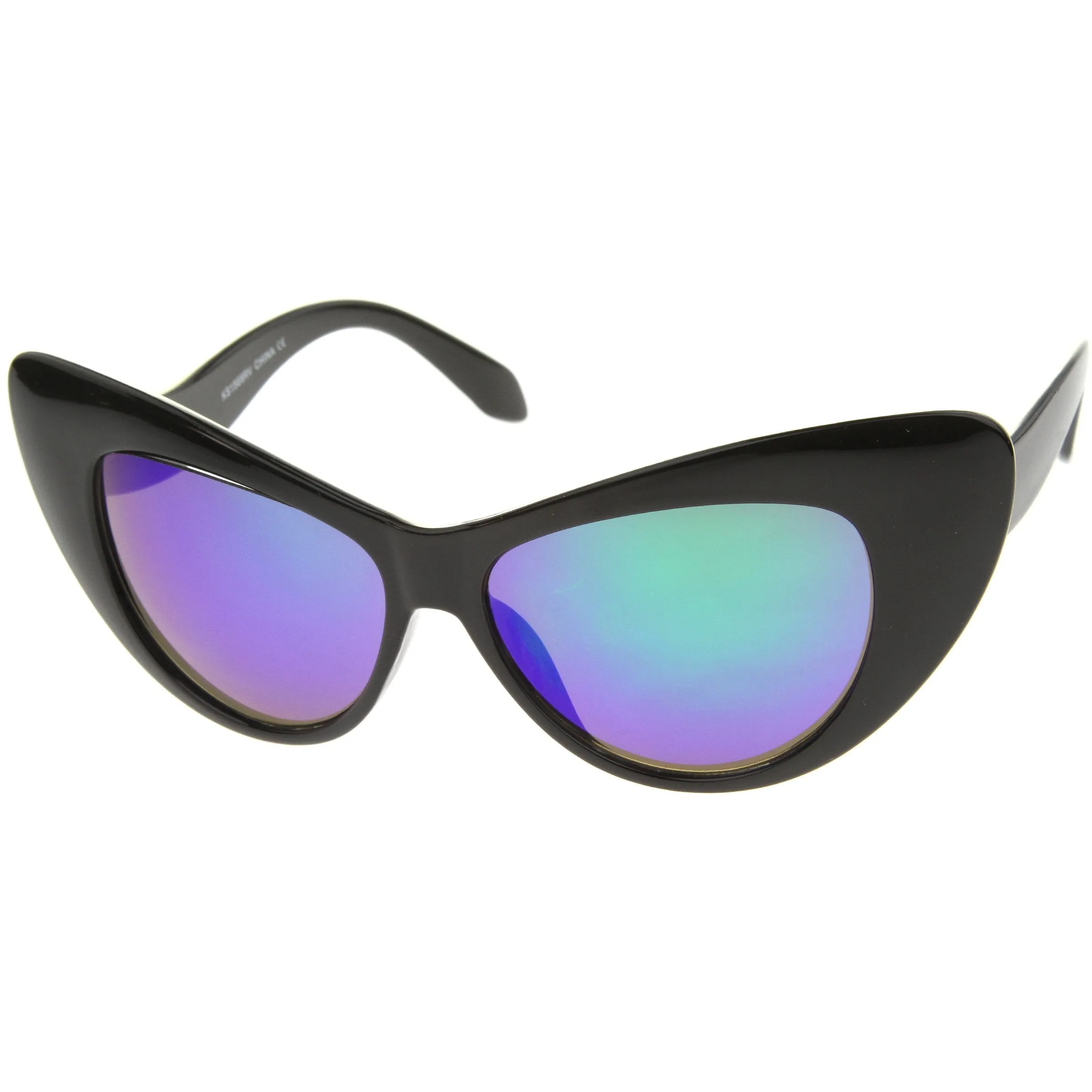 Women's Colorful Rounded Cat Eye Mirrored Lens Sunglasses A077