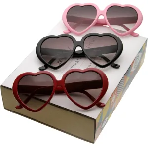 Women's Oversize Gradient Lens Hear Shape Sunglasses C105 [Promo Box]