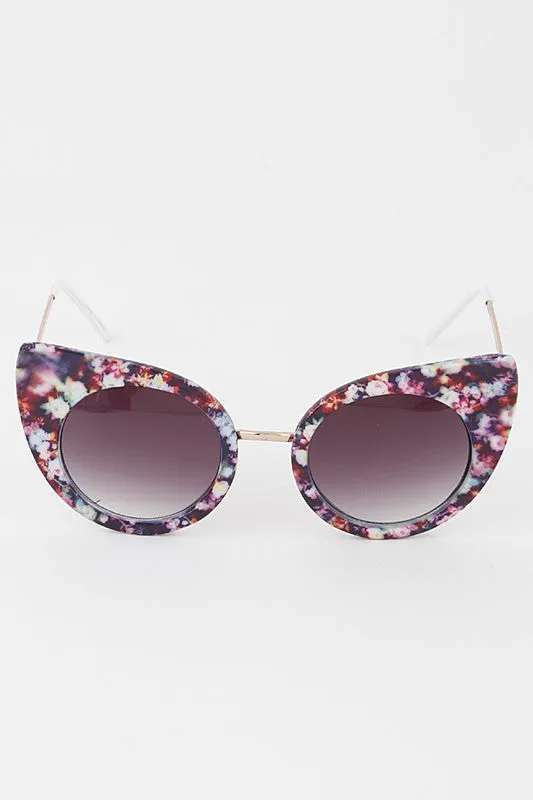 Yvonne Round Animal Print Cat Eye Sunglasses